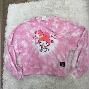 MY MELODY NEW Box Lunch Hello Kitty pink Sweatshirt crewneck SIZE L 41” Tie Dye